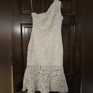 Blush Mark White Lace One-Shoulder Dress